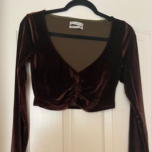 Urban outfitters velvet brown crop top